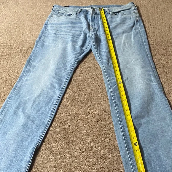 Abercrombie & Fitch Light Blue Stretch Size 36X32 Straight Leg Jeans - Picture 6 of 10